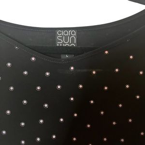 CLARA SUN WOO LONGER TYPE TUNIC.  BLACK WITH VERY PALE PINK DOTS WITH SPARKLES.L